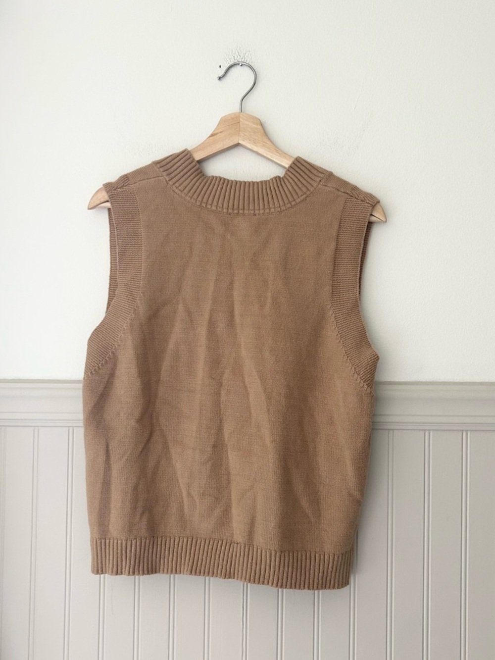 J. Jill XS Petite Camel Tan Sleeveless Sweater Vest V-Neck Button Side Knit Top - Picture 4 of 6